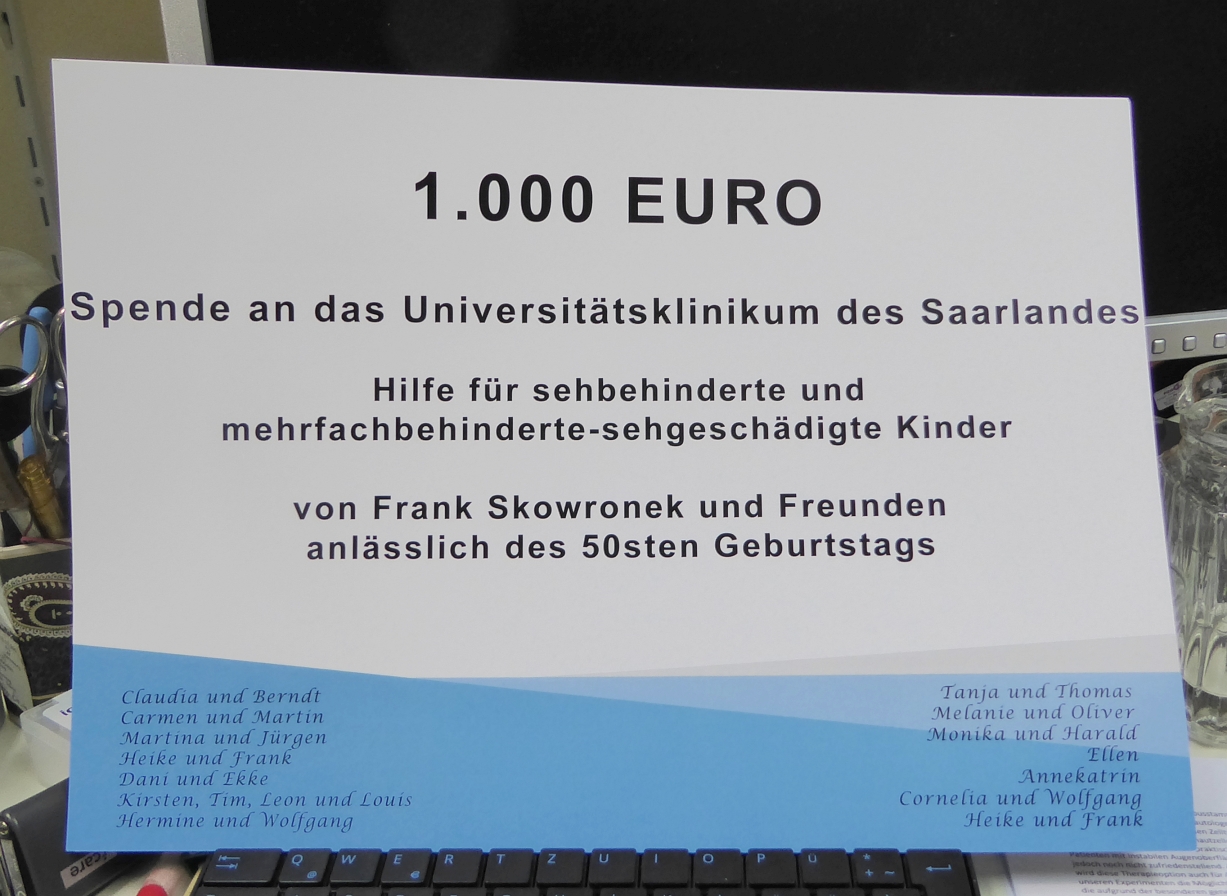 Spendenscheck über 1000 Euro